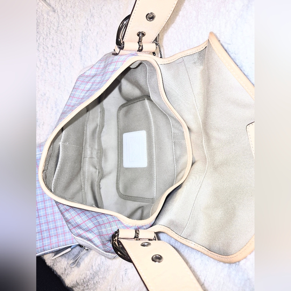 COACH: Plaid Hobo Bag and Matching Cosmetic Bag Set - Picture 6 of 12